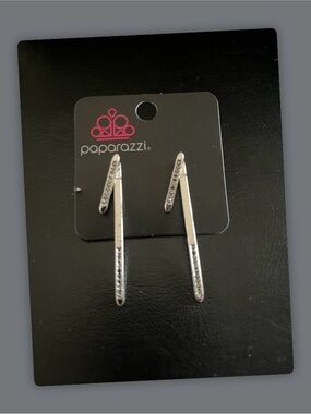 Paparazzi Silver Double Bar Drop Jacket Earrings - Silver